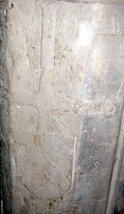Detail of a tombstone in the chancel January 2011